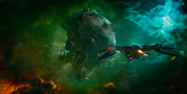 Rymdstationen Knowhere, The Collectors bas, byggd i ett gigantisk kranium. Marvel's Guardians Of The Galaxy Ph: Film Frame ©Marvel 2014
